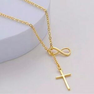 Elegant Gold Infinity Cross Necklace